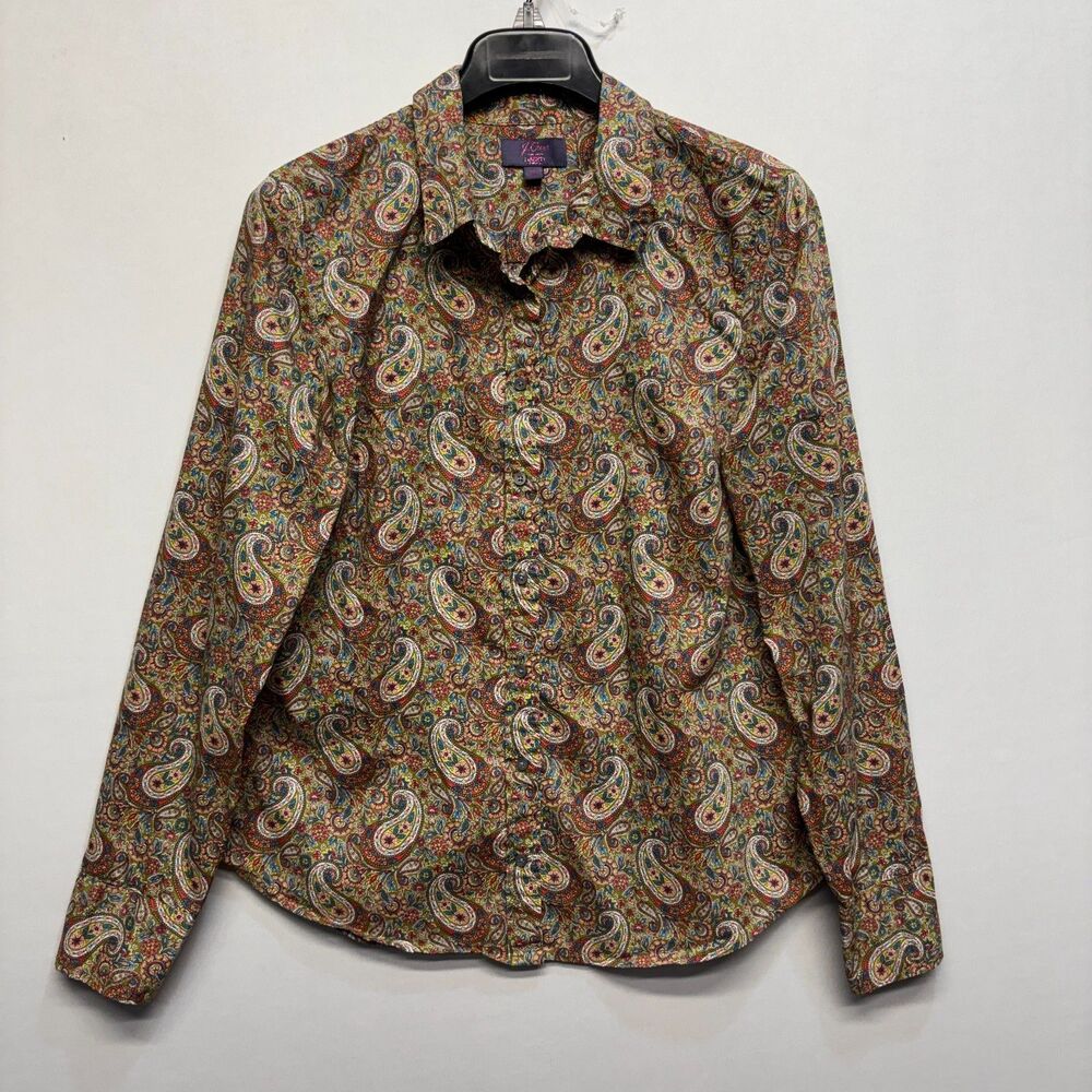 J. Crew Liberty Fabrics Women Button Shirt Top Blouse Size 14 Paisley D112 -2